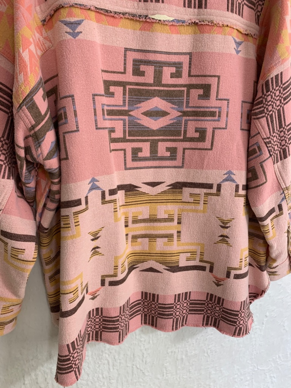 Free People Arizona Sky Aztec Pullover Cotton in Lemon Combo Sz XL - Picture 10 of 14